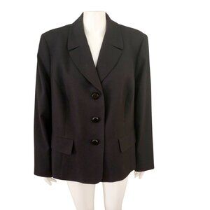 Kasper Black Button Up Long Sleeve Suit Jacket Blazer Career Business